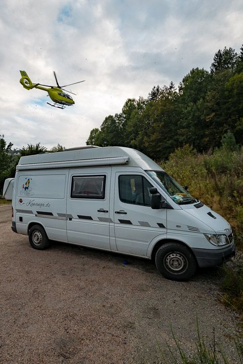 Helikopter auf Besuch an unserem Stellplatz in Kristiansand